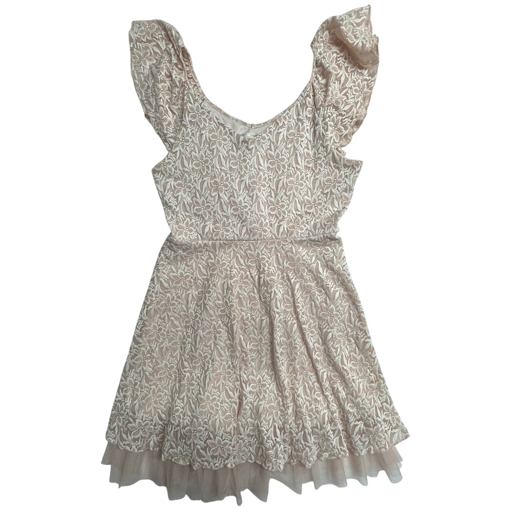 Disney Cinderella XL Blush Pink Lace Fit Flare Dress Tulle Hem Party Dress